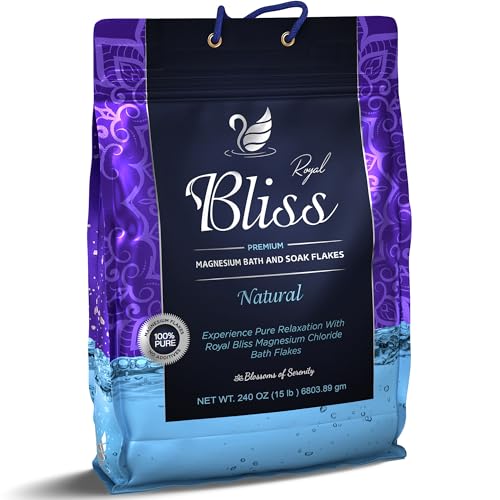 Royal Bliss Magnesium Bath & Foot Soak | Salt Flake 15 LB (240 OZ), Super Value Pack | Natural Salts for Relaxation, Wellness & Muscle Relief, Soaking, Recovery & Stress Relief - 15 LB (240 OZ)