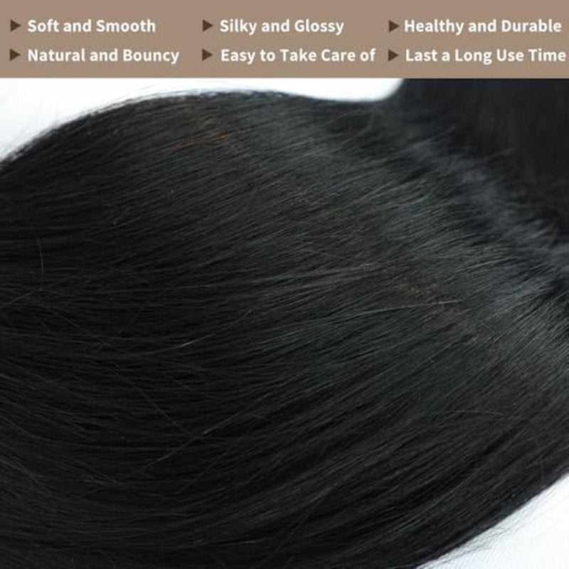Human Hair Bundles 12A Straight Bundles Human Hair 100% Unprocessed Brazilian Virgin Hair 18 20 22 Inch Quick Weave Hair 3 Bundle Deals Hair Extensions Natural Black