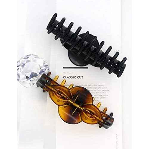 Large Hair Clips for Thick Hair Plastic Big Claw Clips Updo Hair Styling Accessories for Women Strong Hold Jumbo Hair Jaw Clips(Arc-Black+Brownish)
