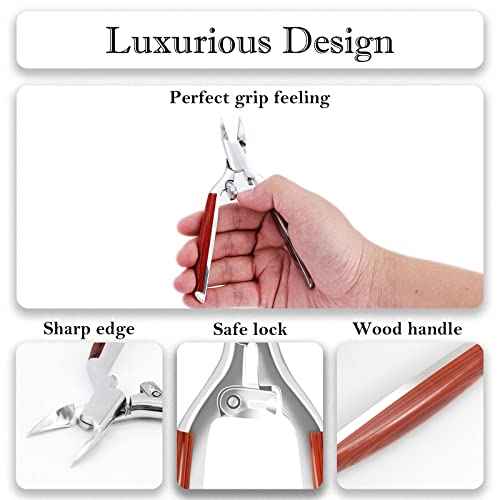 Podiatrist Toenail Clippers for Ingrown&Thick Toenails, alicates para u?as de pies, Luxury Wooden Handle Nail Clippers, Professional Toenail Cutter for Seniors, Men, Women