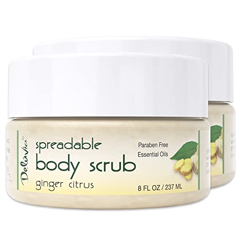 Deluvia Moisturizing Body Scrub with Ginger Citrus Essential Oils &; Dead Sea Minerals, 2-Pack