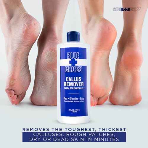 Blue Cross Callus Remover Gel for Feet or Heel, Extra Strength Professional Nail Care, File, Shaver, Scrubber & Pumice Stone Alternative for at Home Manicure/Pedicure Results, Pro Size 946ml, 32oz