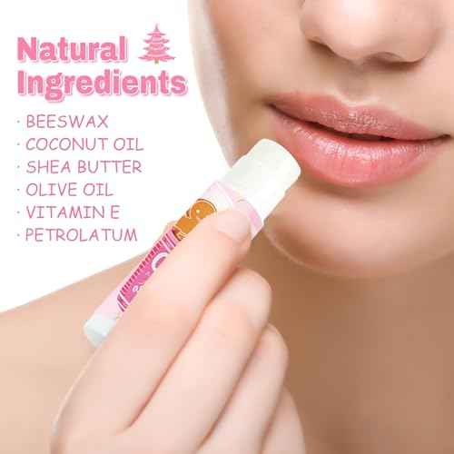 50 Pcs Christmas Lip Balm Bulk Lip Care Moisturizing and Nourishing Lip Balm Christian Religious Holiday Party Gift for Women Girls Coworkers (Pink)