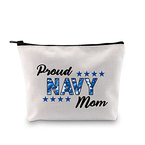 Proud Navy Mom Cosmetic Bag Navy Mom Gifts for Women Military Mom Gifts Navy Sailor Gifts Navy Deployment Gifts for Mom (Proud Navy Mom bag)
