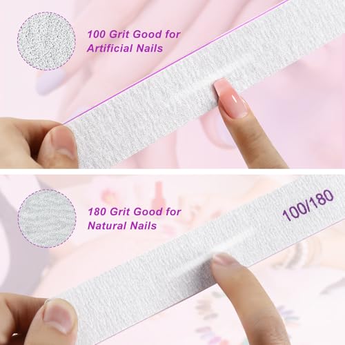 Nail Files (18 Pack), 100/180 Grit Double Sided Emery Boards for Natural & Acrylic Nails, Reusable Manicure for Women & Men, Professional Fingernail Filer & Lima de U?as for Salon & Home Use