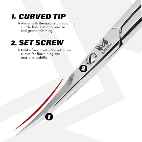 Cuticle Scissors Extra Fine Curved - 3.5¡± Stainless Steel Grooming Nail Scissors for Women and Men - Small Manicure Beauty Scissors for Toenails, Fingernails, Eyebrows, Facial Hair, Cuticles, Dry Skin