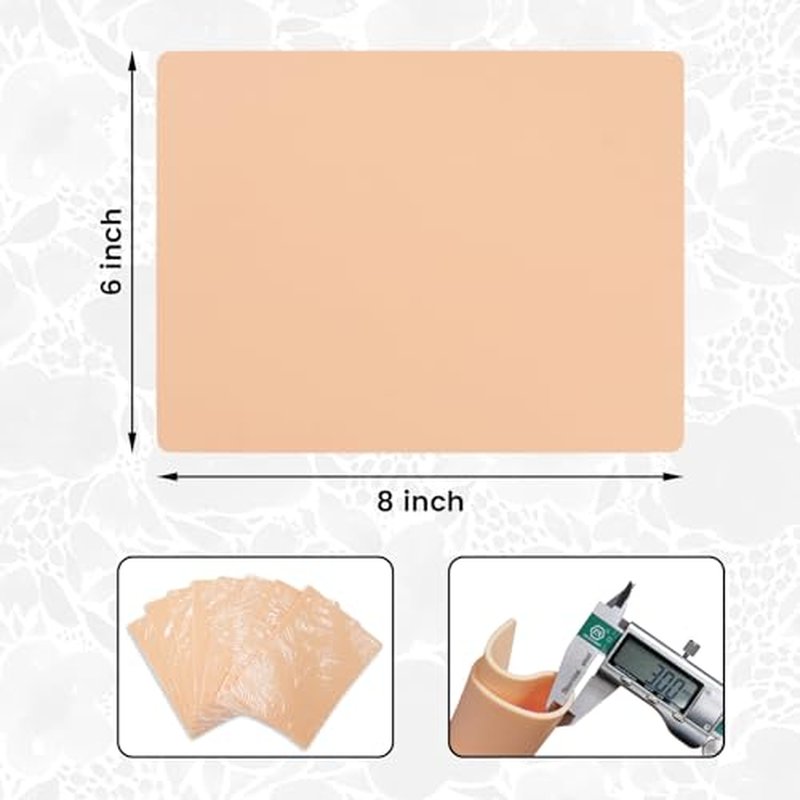 8PCS Tattoo Skin 3MM - 6¡¿8" Realistic Double Sided Fake Skin with 3mm Thickness, Ideal for Beginner and Pro Tattoo Artists - Soft Skin with Realistic Feel, Tattoo Supplies