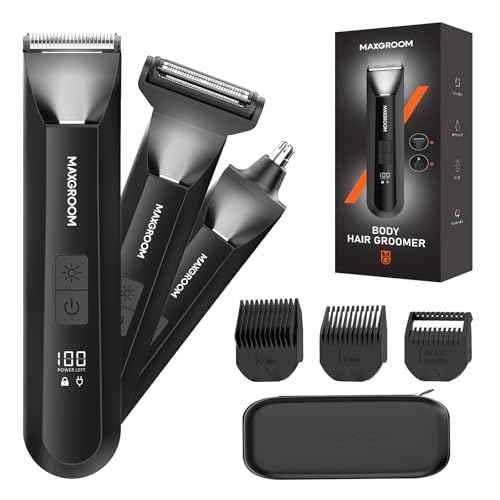 Manscape 3-In1 Body & Pubic Hair Trimmer for Men, IPX7 Waterproof Ball & Groin Shaver with LED Light, Electric Razor with Travel Pouch & USB Rechargeable, Christmas Gifts for Men