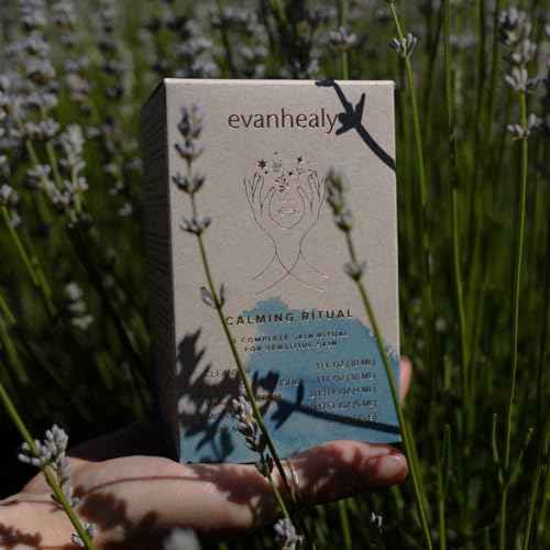 evanhealy Calming Ritual | Blue Skin Care Set | 5 Piece Travel Face Care Kit for Sensitive Skin | Skincare Kit with Facial Mask & Gentle Skin Cleanser | Soothe Reactive Skin