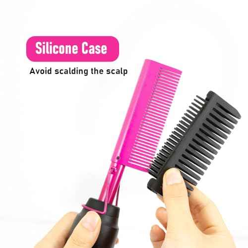 Electric Hot Comb Hair Straightener Electrical Straightening Comb Curling Iron for Natural Black Hair Wigs Pressing Combs with Lace Glue Hair Wax Stick Edge Control Set