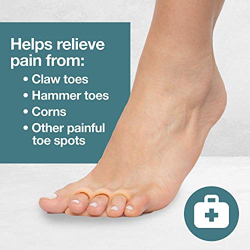 ZenToes Hammer Toe Corrector for Women & Men | Triple Loop Gel Toe Spacers & Separators | Realign Bent, Crooked, Curled, Claw, Hammertoes | Soft Support for Straightening | 4 Pack, Beige