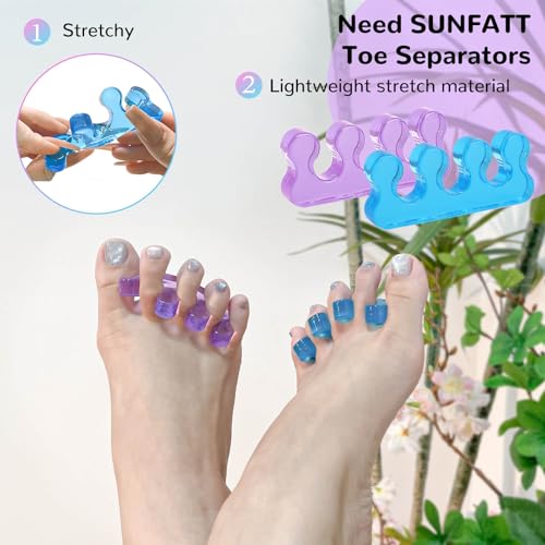 SUNFATT Toe Separators for Pedicure,Toe Separators for Women,Pedicure Toe Spacers for Separating Toenails or Nails,Easy Finger and Toenail Polish Grooming,Soft Gel Toe Spacers Pedicure Kit.