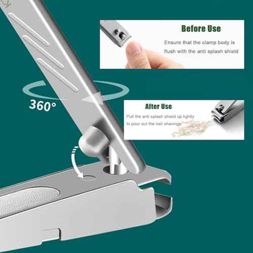 Nail Clippers Set,4pcs Anti Splash Nail Clippers with Nail File,Professional Stainless Steel Finger&Toenail Clippers Nail Cutter for Men& Women