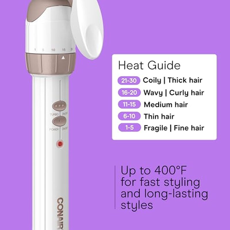 Conair Double Ceramic 3 Barrel Curling Iron, Hair Waver, Create Beachy Waves, Long-Lasting Natural Tight Waves for all Hair Lengths, White / Rose Gold