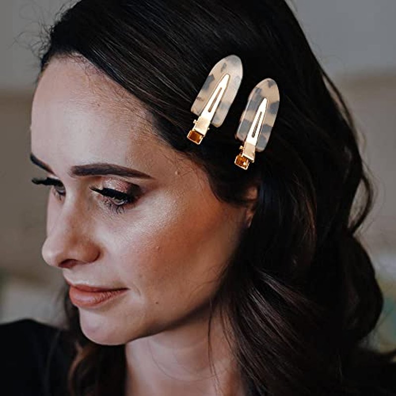 Canitor No Bend Hair Clips - Women's Resin Flat Tortoise Shell Clips for Hairstyling, Makeup, and Salon (4Pcs)