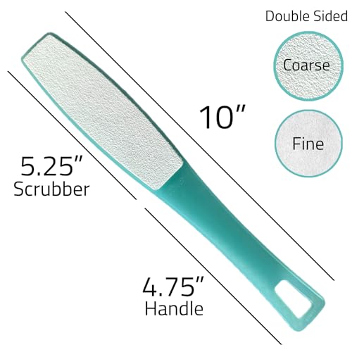 1 ALAZCO Double Sided Foot File Pumice Ergonomic Handle Scrubber Immediate Result Smooth Feet Heel Scraper Exfoliate Buffer Dead Skin Callus Corn Emery Fine & Coarse Pedicure Tool