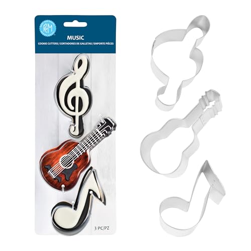R&M International 5190 Music G Clef, Guitar, and Music Note Cookie Cutters 3-Piece Set