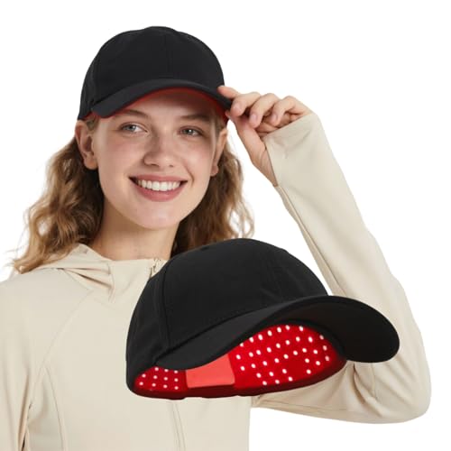 Red Light Therapy for Hair Growth Cap Adjustable Size for Men and Women, Upgraded Wireless Hat with Rechargeable Battery