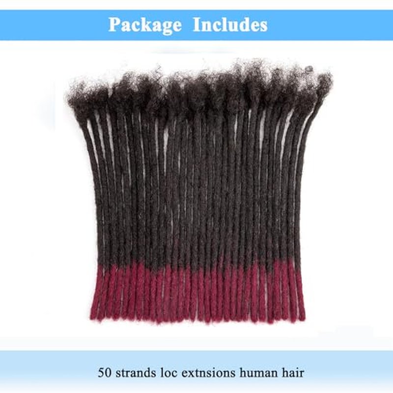 12 inch 50 Strands Loc Extensions Human Hair, 0.6cm Pencle Size Dreadlock Extensions Human Hair for Women Men Kids Full Handmade Permanent Dreads Locs,bug