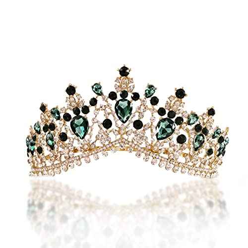 Gold Tiaras Crystal Wedding Bridal Crown for Women Baroque Queen Crown with Comb