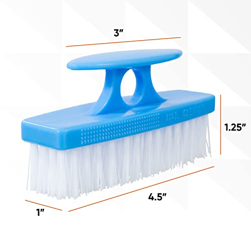 Superio Nail Brush for Cleaning Fingernails, Toe & Foot - All-Purpose Stiff Scrub Brush - Blue
