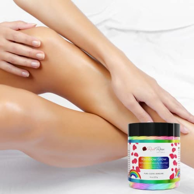 Red Rose Naturals Whipped Rainbow Glow Body Butter, Fruity Scent, Infused with Fruit extracts, 8 Oz, Non-Greasy, Creamy & Moisturizing Shea Butter - Nourishing Skincare for All Skin ? Vegan
