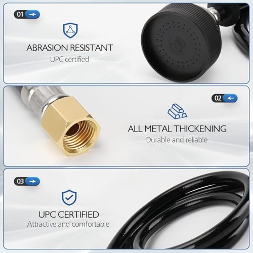 LukLoy 2 Pack UPC Certified Salon Shampoo Bowl Sprayer Head with Black Rubber Hose, Professional Salon Sink Replacement Part for Salon Barber Shop Spa, 1/4" Thread