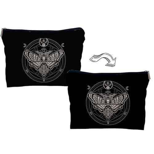 Moth Dead Head Makeup Bag, Witchy Gifts Witch Stuff Makeup Bag Cosmetic Bags for Women, Gothic Small Makeup Cosmetic Bag for Purse