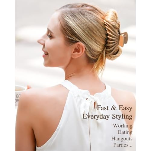 4 Pack Hair Claw Clips for Women, 4.7¡®¡¯ Large Hair Clips for Thick Thin Hair, Non-slip Matte Big Hair Claws for Girls (Black, White, Brown, Khaki)