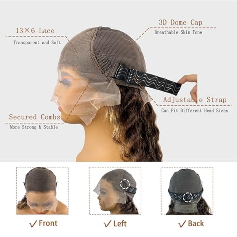 22 Inch Highlight Ombre Deep Wave Lace Front Wigs Human Hair Wig 13x6 Honey Blonde Wig Human Hair HD Glueless Deep Wave Wig 4/27 Colored Wet and Wavy Curly Wig Pre Plucked for Women