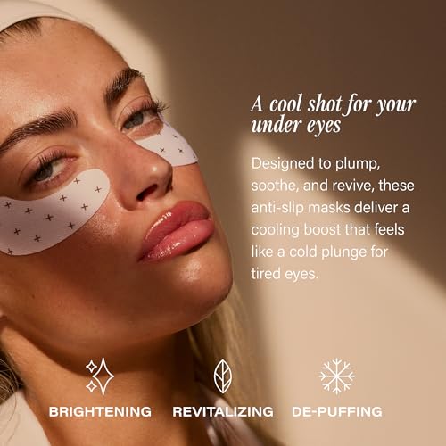 + Lux Unfiltered Cooling Under Eye Patches - Anti-Slip Caffeine Infused Korean Eye Mask - Reduces Puffiness, Brightens, & Hydrates Skin - Fragrance Free, Vegan, & Cruelty Free - 10 Count