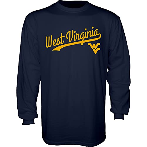 Blue 84 Men's West Virginia Mountaineers Long Sleeve T-Shirt Cursive Team Color, Team Color, XX-Large