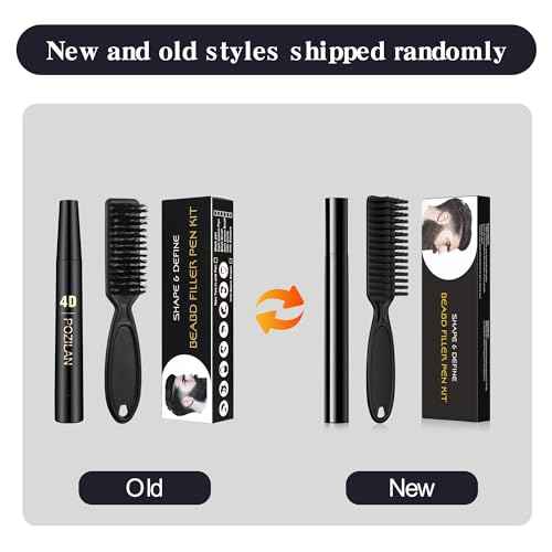 Long-Lasting Water-Resistant Black Men's Beard Grooming Kit - Micro-Fork Tip Pen, Bristle Brush for Natural Looking Mustache, Eyebrows, and Facial Hair Styling