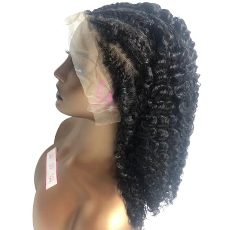200% Density 100% Human Hair Braided Wigs for Black Women, Lightweight Handmade Braids 13x4 Lace Front Afro Queen Pre Braided Cornrow Glueless Wigs (16 inch)