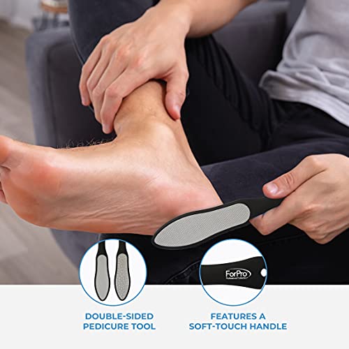 ForPro Black Bear Stainless Steel Pedicure File, Callus Remover Foot File, Double-Sided Professional Quality Tool for Heels and Feet, 10.5¡¯¡¯ L
