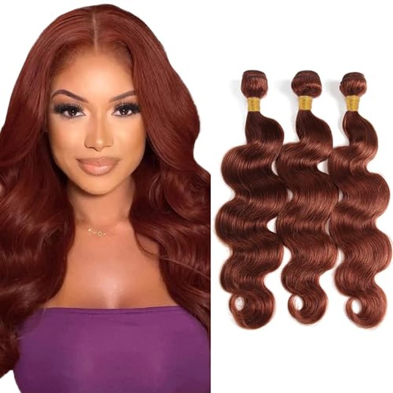 Color 33 Bundles Human Hair Reddish Brown Body Wave Human Hair Bundles Copper Red Bundles Human Hair 3 Bundles 8 8 8 Inch Brown Body Wave Bundleshair Weave