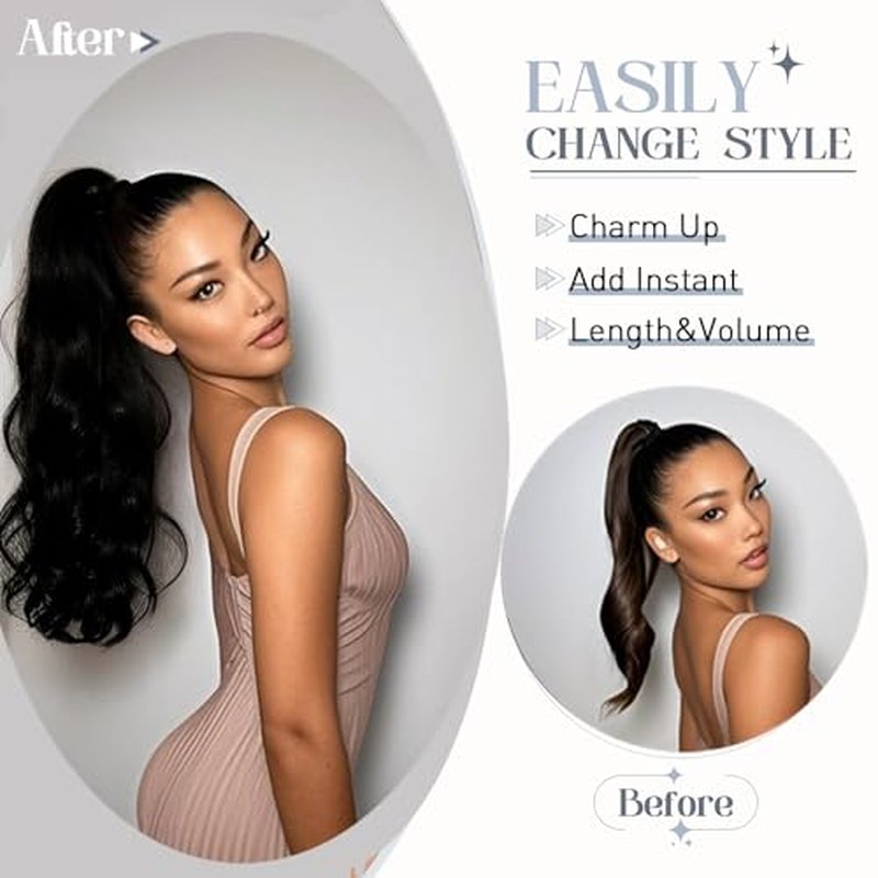 Rich Choices Claw Clip Ponytail Extension Human Hair Real Hair Ponytail Extension Balayage Jet Black 18 Inch 115g One Piece Clip In Long Ponytail Hair Extensions Straight For Women #1