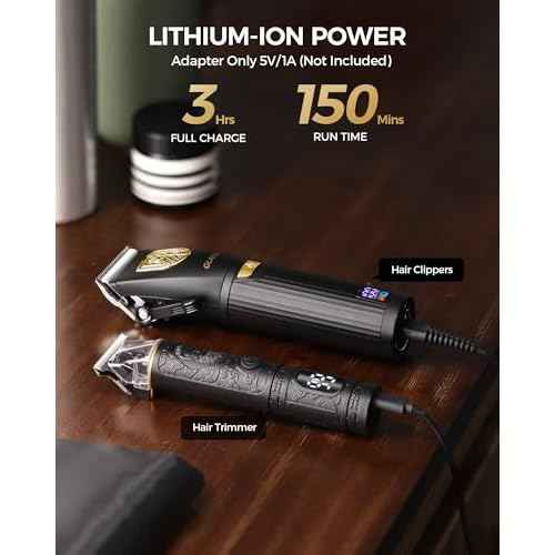 GLAKER Hair Clippers for Men,Professional Mens Hair Clippers Cordless Clippers for Hair Cutting,Precision Trimmer Kit Zero Gap Trimmer with LED Display 15 Guide Combs (Black+Gold)