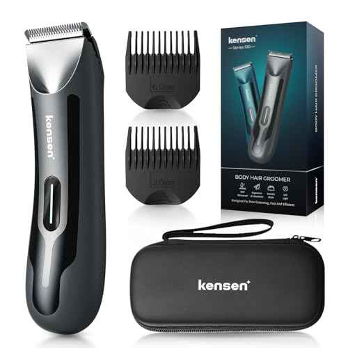Body Hair Trimmer for Men, kensen Electric Groin Hair Trimmer, Rechargeable Body Groomer, Replaceable Ceramic Blade Heads, IPX7 Waterproof Wet/Dry Clippers, Male Pubic Hair Hygiene Razor