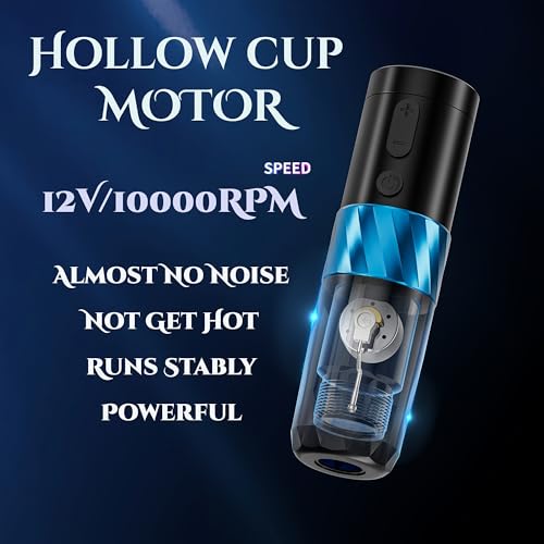 Neebol Wireless Tattoo Gun, Rotary Tattoo Machine, Lightweight LED Screen Display, Cordless Tattoo Supply for Microblading, Eyeliner, Eyebrow, Lips, for Tattoo Artists and Beginners (Red)