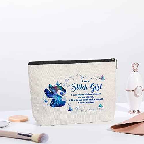 Funny Cartoon Cosmetic Bag for Anime Fans, Cartoon Movie Inspired Makeup Bag, Travel Toiletry Makeup Organizer Zipper Pouch, I Am A Girl Bag Gifts for Tv Fans Girls