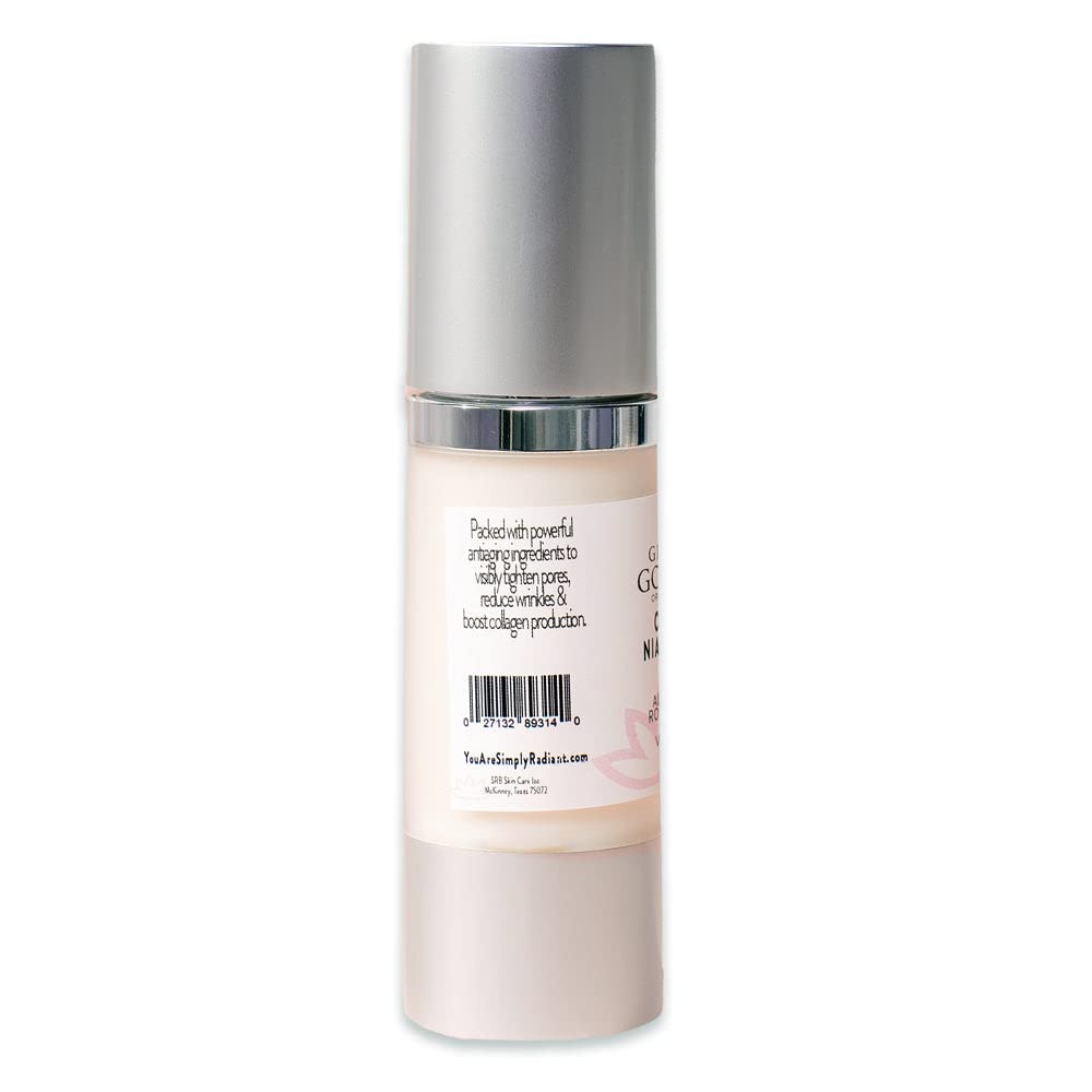 Glimmer Goddess Organic Anti-Aging Serum with Niacinamide Vitamin B3, Tightens Pores, Reduces Wrinkles with 5% Niacinamide: A Miracle for Your Skin, 1 oz