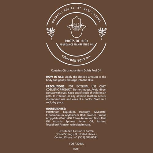 Motherly Advice: Roots of Luck Manifesting Oil- by Dani's Karma- Attracts Money, Abundance & Luck, Protection