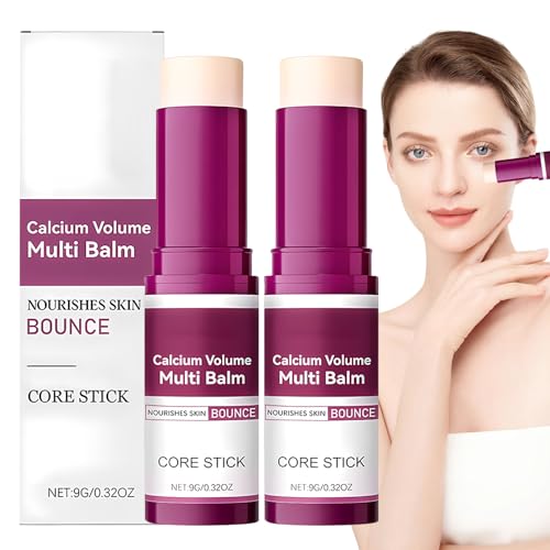 MQN 2PCS Calcium Stick, Calcium Volume Multi Bomb Stick, Korean Collagen Core Balm for Face, Eyes & Neck, with Almond Vitamin E