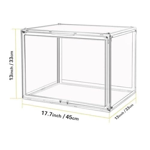 Clear Stackable Plastic Storage Bins with Lid, Dustproof Display Cases, Extra Large Figures Collectibles Showcase, Boot & Shoe Boxes, Helmet Protection Organizer (Clear-XL-1 Pack)