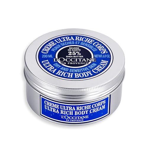 L¡¯Occitane Shea Butter Ultra Rich Body Cream, Nourishing Moisturizer for Dry, Sensitive Skin, Fast Absorbing, Refillable, Vegan Skincare, Light Scent