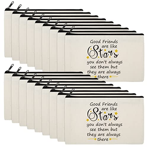 18 Pieces Friendship Gifts for Women Good Friends Are Like Stars Cosmetic Bags Birthday Christmas Gifts for Friends Roommate, BFF, Female, Lady, Travel Toiletry Organizer Makeup Pouch with Zipper