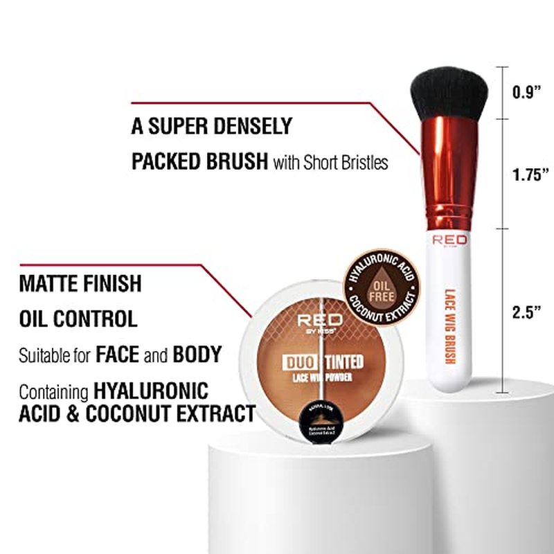 RED by Kiss Lace Wig Brush Tinted Powder Set ? Matte Finish, Oil Control, Lightweight, Long-lasting, Mix & Match Shade Duo