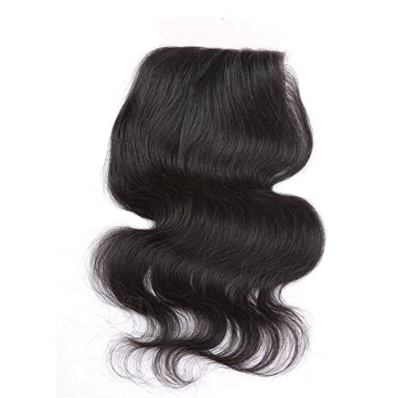 10A 14" Silk Base Closure with Baby Hair Body Wave Virgin Hair Closure 4"X4" Free Part Natural Color