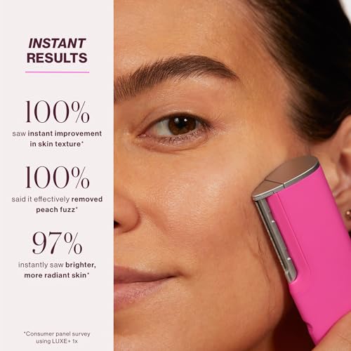 DERMAFLASH LUXE+ Sonic Dermaplaning Tool for Face Peach Fuzz Removal, Anti-Aging and Exfoliation, Pop Pink